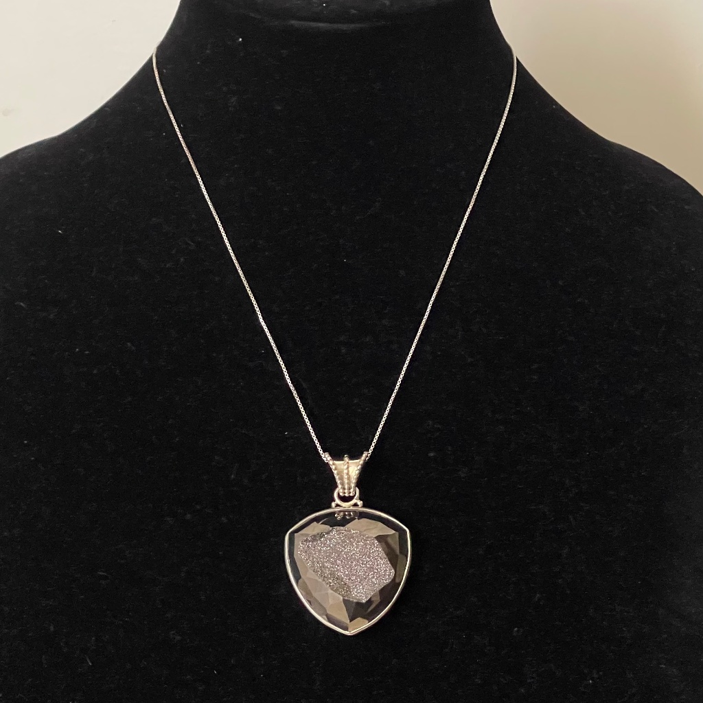 Cl Colleen Lopez Sterling Silver 925 Window Drusy Pendant With Chain
